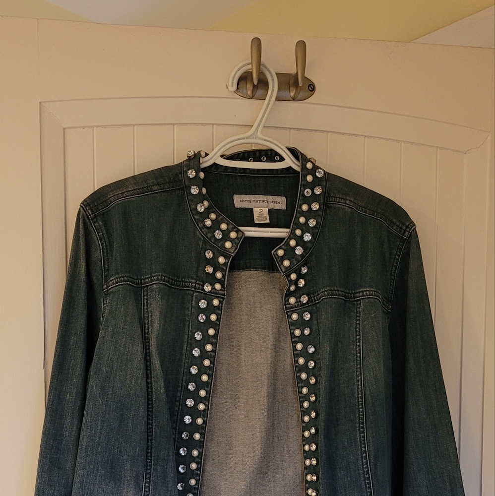 Pearl and bling stylish Jean jacket